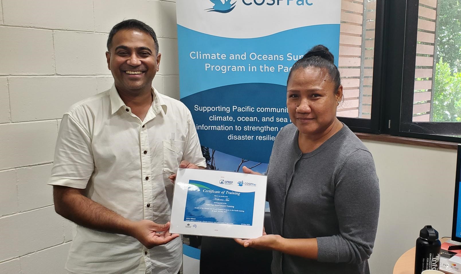 Naheed and Katherine Tun, Yap Climate Officer