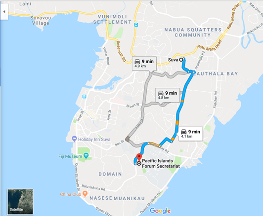 MAP to the Venue, PIFS Headquarters, Suva