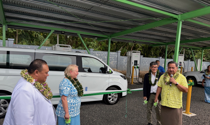 Hon Minister of Finance officially launching the EV Charging Hub