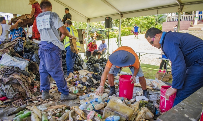 Waste Audit during the clean-up at the Puipa’a mangrove area in Samoa.