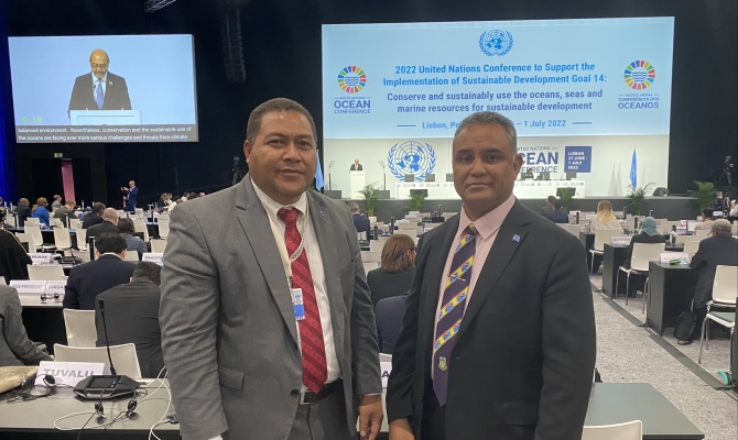 The Tuvalu delegation at UNOC2022.