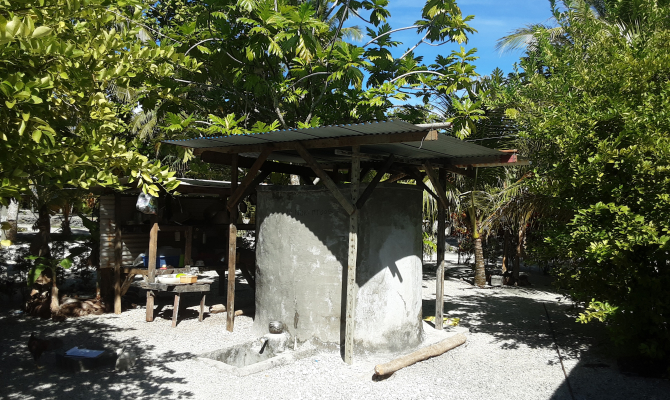 A water tank on Nukuoro island.