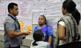 Group work identifying priority waste streams for Pacific islands