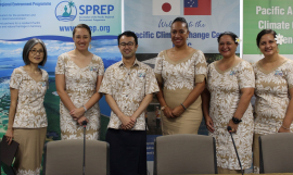 Some of the staff members of the Pacific Climate Change Centre; Masako Ogawa, Christine Tuioti, Yuji Ueno, ‘Ofa Ma’asi-Kaisamy, Yvette Kerslake, Naoafioga Feuu.