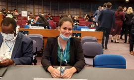 Ms Tiale Panapa of Tuvalu at the OEWG.