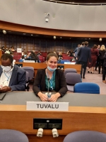 Ms Tiale Panapa of Tuvalu at the OEWG.