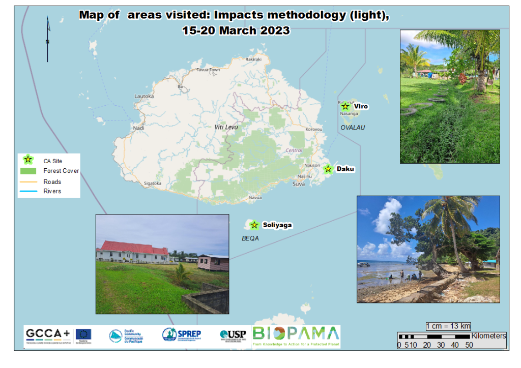 Map of visited areas: Impacts methodology 15 - 20 March 