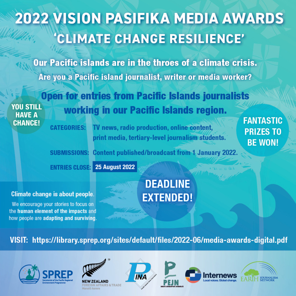 Pacific media workers are encouraged to enter the competition.