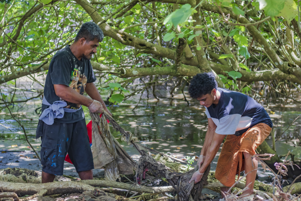 Clean-up activity at the Puipa’a mangrove area in Samoa.