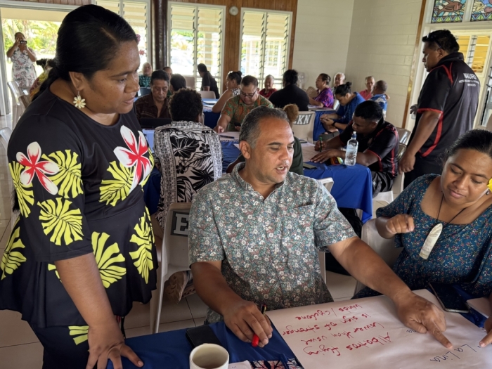 Ms. Lutia Tauati of Tuvalu, Mr. Mark Stege of RMI, and Ms. Meleseta Vaea of Tuvalu