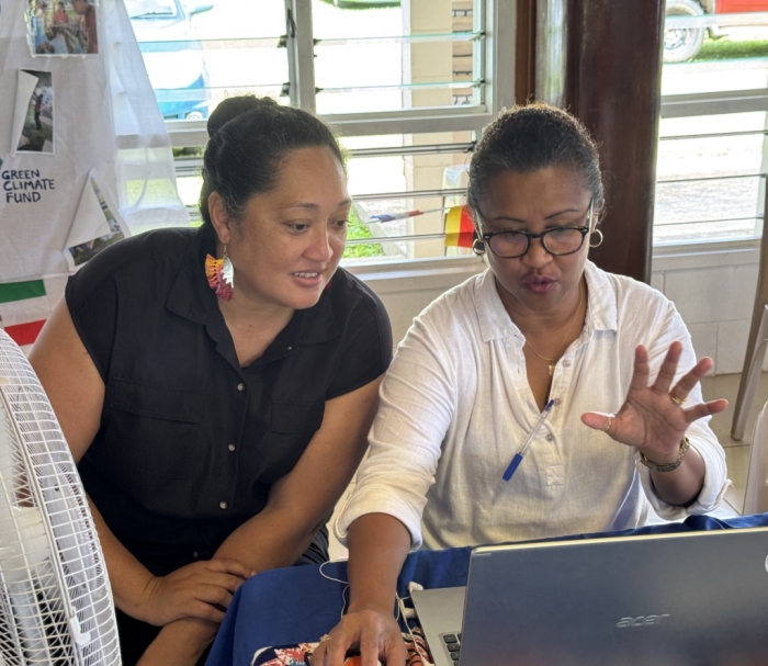 Ms. Siosinamele Lui, COSPPac 3 Traditional Knowledge Adviser, and Ms. Maylene Joshua of Palau