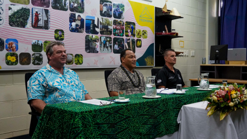 SPREP Invasive Species Adviser, Mr David Moverley, SPREP Director General, Mr Kosi Latu; and Regional Invasive Species Project Manager, Mr Bradley Myer during the virtual launch of the PBIF. Photo: J.Schuster/SPREP