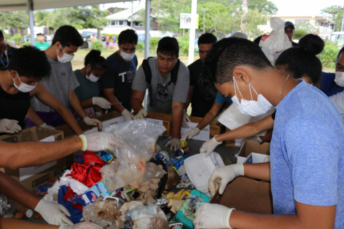 Sorting waste after a clean-up