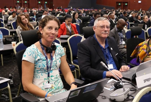 Ms Amanda Wheatley on the left with Mr Stuart Chape at the UNCBD Conference of the Parties